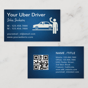 Uber Driver Taxi Limo Cool Blue Metal QR Code  Business Card