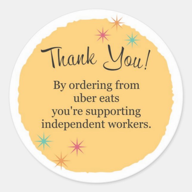 Uber Eats Thank You Classic Round Sticker (Front)