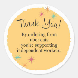 Uber Eats Thank You Classic Round Sticker