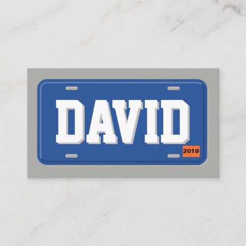 Uber Lyft Driver Blue and Gray License Plate Business Card