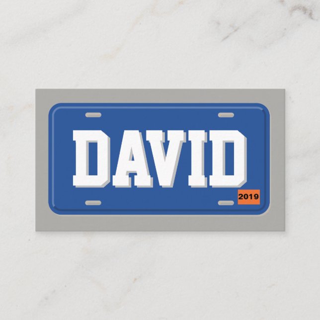 Uber Lyft Driver Blue and Gray License Plate Business Card (Front)