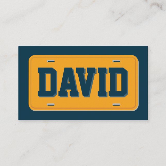 Uber Lyft Driver Orange and Blue License Plate Business Card (Front)