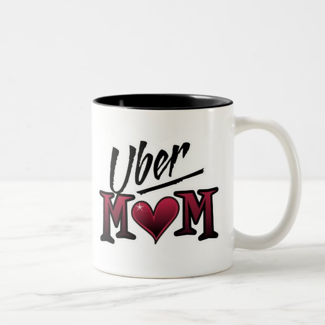 Uber Mom Red Two-Tone Coffee Mug (Right)