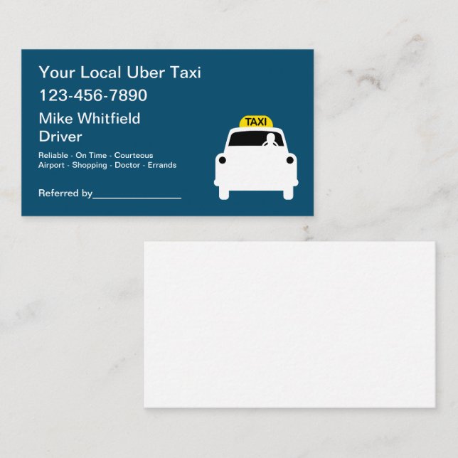 Uber Taxi Ride Hailing Business Cards (Front/Back)
