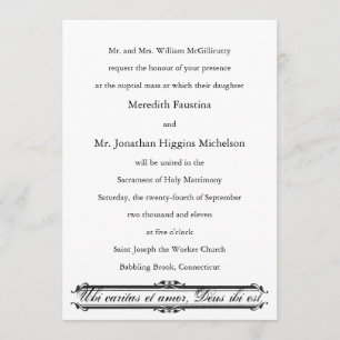 Ubi Caritas et Amor Catholic Wedding Invitation