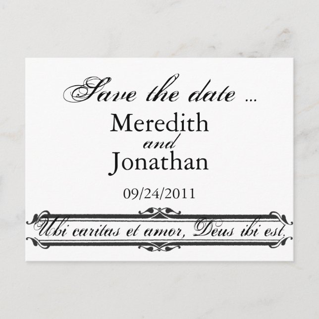 Ubi Caritas et Amor Wedding Save the Date Template (Front)