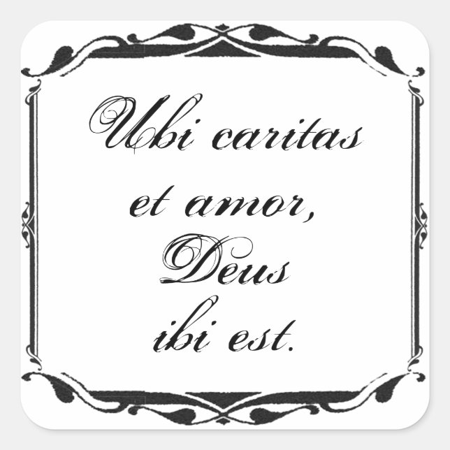 Ubi Caritas et Amor Wedding Sticker Template (Front)