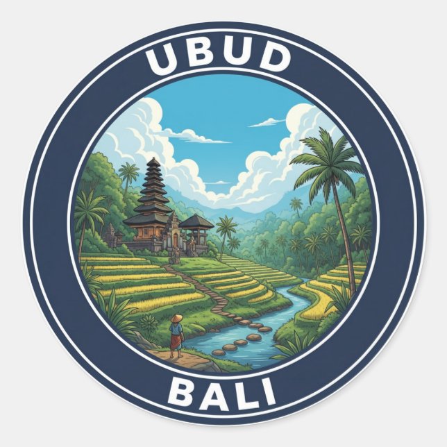 Ubud Bali Indonesia Travel Classic Round Sticker (Front)