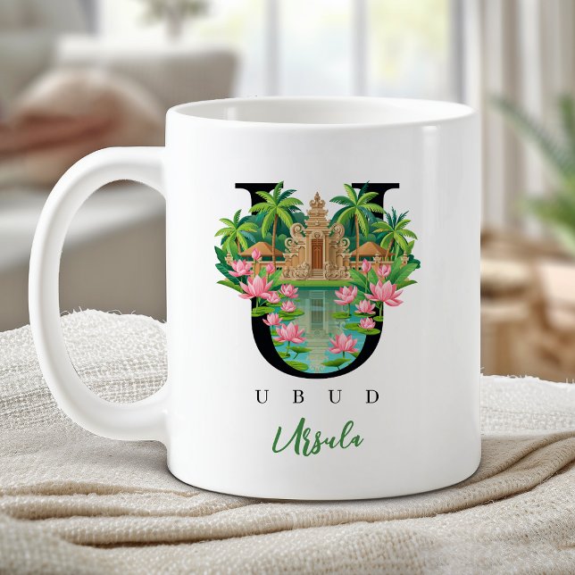Ubud Bali Monogram Letter U Personalized Gift Coffee Mug (Ubud Bali Monogram Letter U Personalized Gift Coffee Mug)