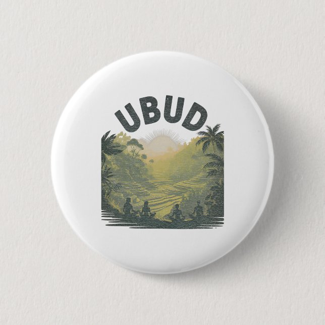 Ubud Li Rice Fields Jungle Meditation Yoga  Button (Front)
