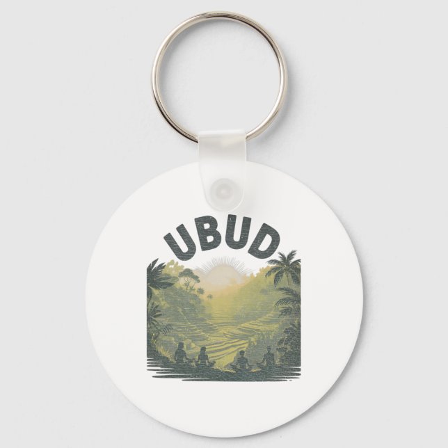 Ubud Li Rice Fields Jungle Meditation Yoga  Keychain (Front)