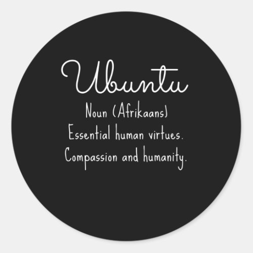 Ubuntu Afrikaans wording Classic Round Sticker