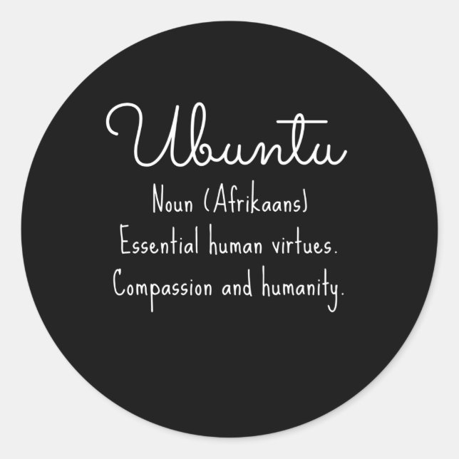 Ubuntu Afrikaans wording Classic Round Sticker (Front)