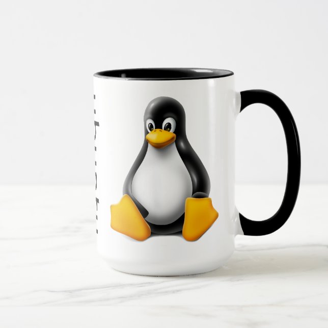 Ubuntu coffee mug with logo and Tux (Right)