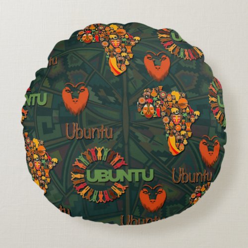 Ubuntu _ I am because we are Round Pillow