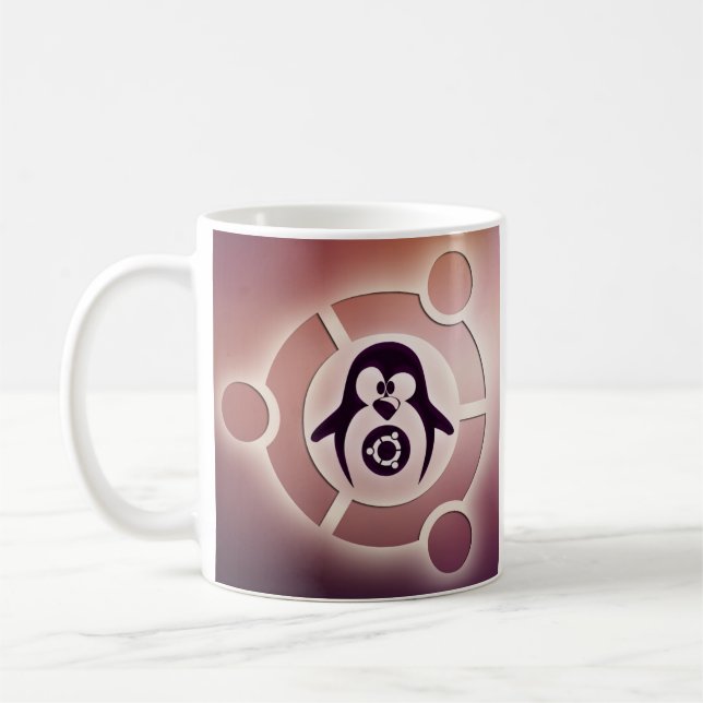 Ubuntu Linux Circle of Friends Logo w/ Tux Coffee Mug (Left)