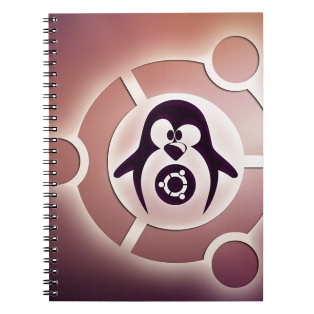 Ubuntu Linux Circle of Friends Logo w/ Tux Notebook (Front)