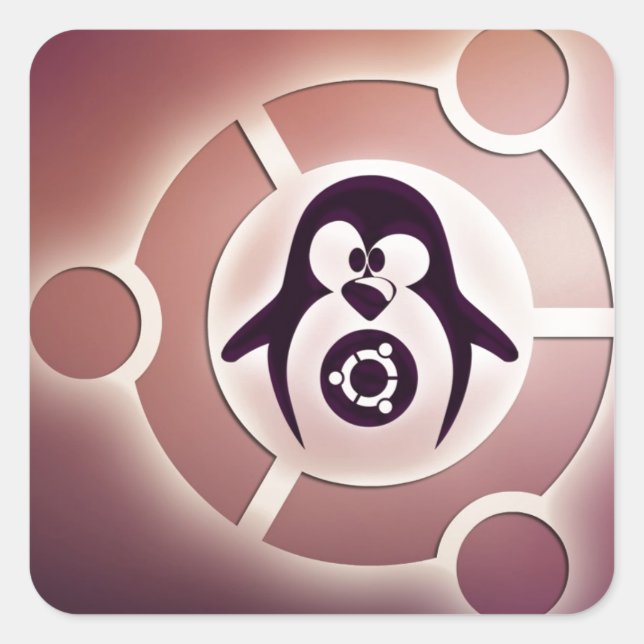 Ubuntu Linux Circle of Friends Logo w/ Tux Square Sticker (Front)