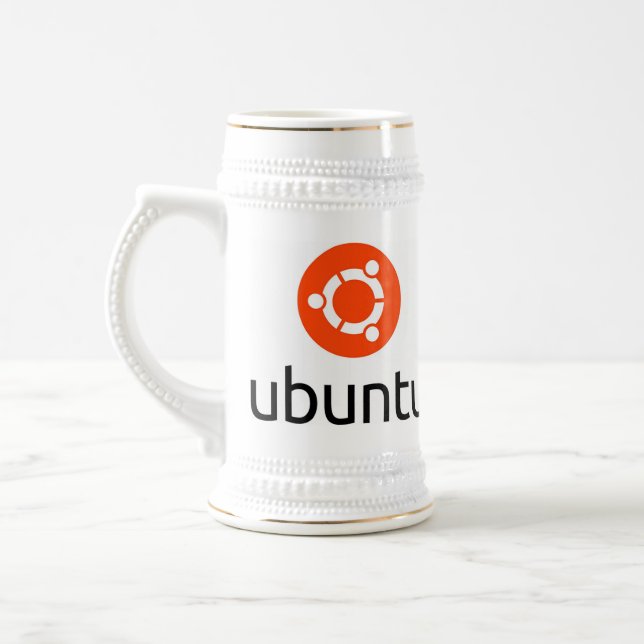 Ubuntu Linux Logo Beer Stein (Left)