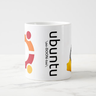 Ubuntu mug with logo, pronunciation, and Tux