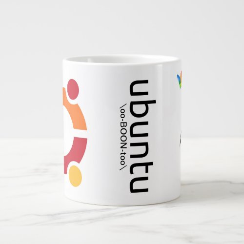 Ubuntu mug with Tux swatting Windows