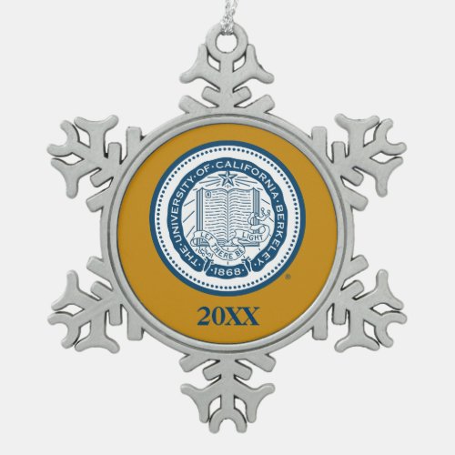 UC Berkeley School Seal Snowflake Pewter Christmas Ornament