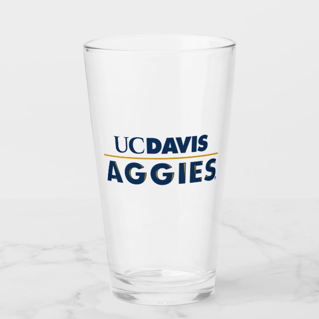 UC Davis Aggies Wordmark Glass (Front)