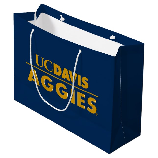 UC Davis Aggies Wordmark Large Gift Bag (Front Angled)