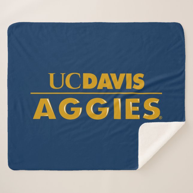 UC Davis Aggies Wordmark Sherpa Blanket (Front (Horizontal))