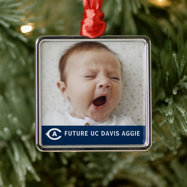 UC Davis C | Future Aggie Metal Ornament (Tree)