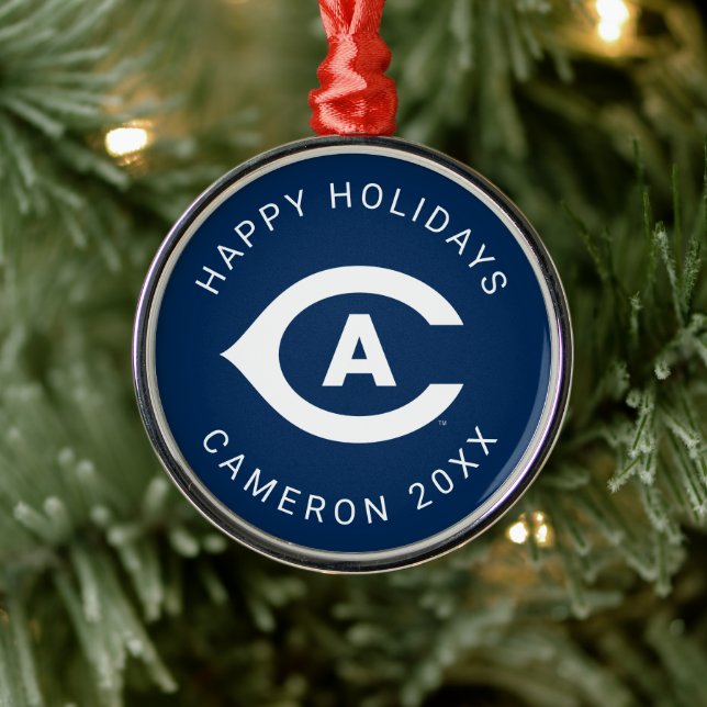 UC Davis C Metal Ornament (Tree)