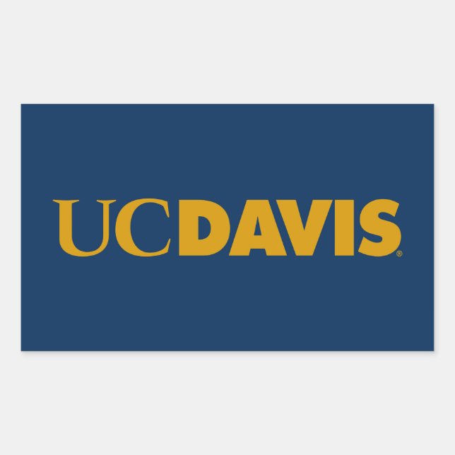 UC Davis Wordmark Rectangular Sticker (Front)