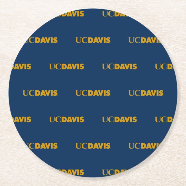 UC Davis Wordmark Round Paper Coaster (Front)