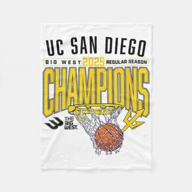Uc San Diego Tretons 2025 Regular Season Basketbal Fleece Blanket (Front)