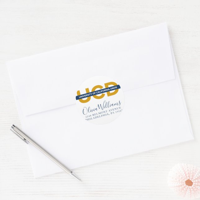 UCD Wordmark | Add Your Address Classic Round Sticker (Envelope)