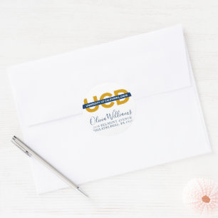 UCD Wordmark   Add Your Address Classic Round Sticker