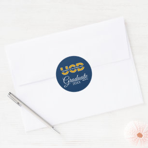 UCD Wordmark Graduation Classic Round Sticker