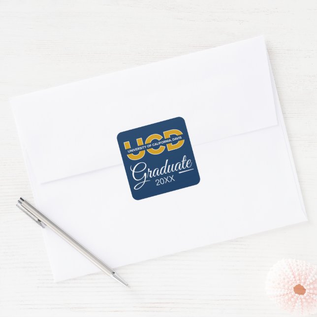 UCD Wordmark | Graduation Square Sticker (Envelope)