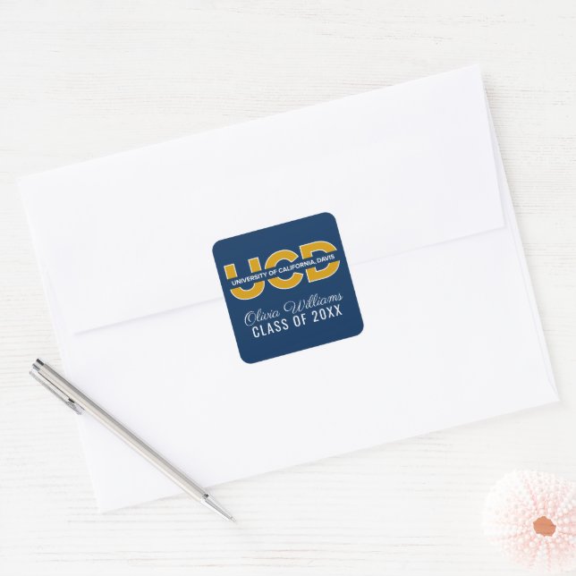 UCD Wordmark | Graduation Square Sticker (Envelope)