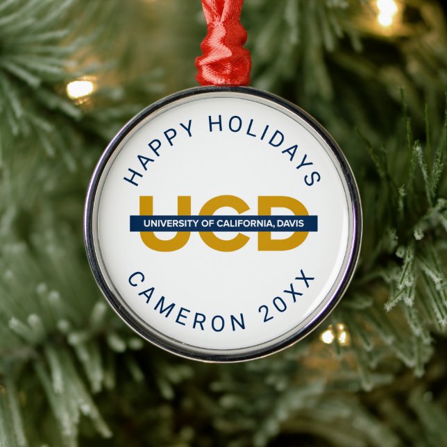 UCD Wordmark Metal Ornament (Tree)