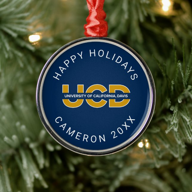 UCD Wordmark Metal Ornament (Tree)