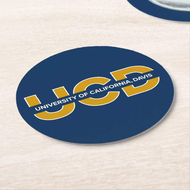 UCD Wordmark Round Paper Coaster (Angled)