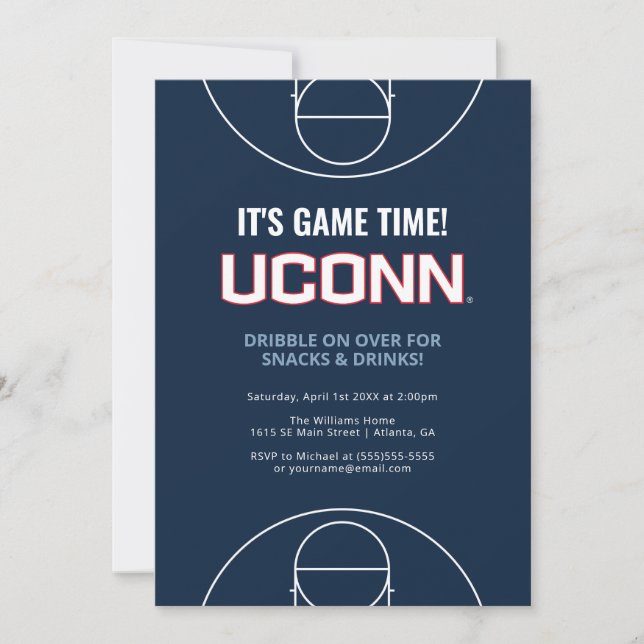 UConn Huskies Basketball Game Watch Party Invitation (Front)