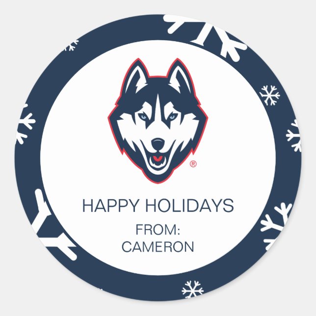 UConn Huskies Classic Round Sticker (Front)