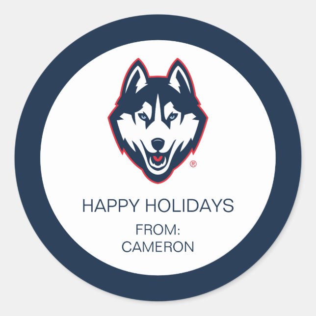 UConn Huskies Classic Round Sticker (Front)