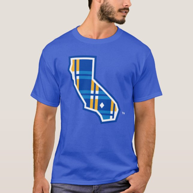 UCR Blue & Gold Tartan CA T-Shirt (Front)