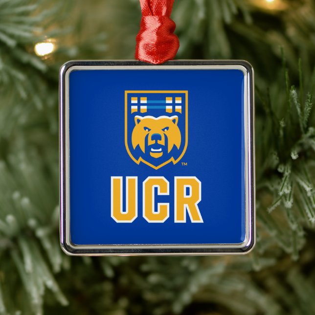 UCR Scotty Bear Mascot Shield Metal Ornament (Tree)