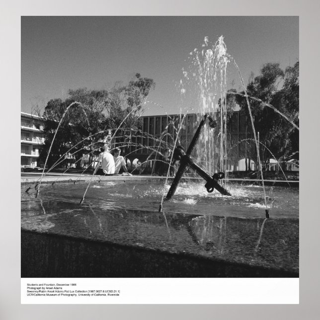 UCSD Students and Fountain by Ansel Adams Poster (Front)