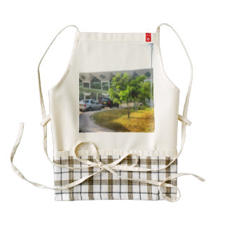 Udaipur airport and cars in front zazzle HEART apron
