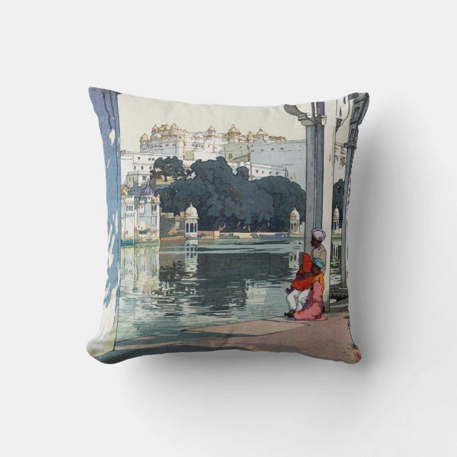 Udaipur Castle, India, Hiroshi Yoshida Throw Pillow (Front)